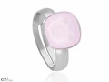 Pastelowo różowy pierścionek kwadrat, regulowany, srebro 925, kryształ Swarovski®