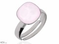 Pastelowo różowy pierścionek kwadrat, regulowany, srebro 925, kryształ Swarovski®