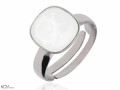 Pastelowo zielony pierścionek kwadrat, regulowany, srebro 925, kryształ Swarovski®