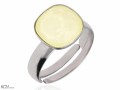 Pastelowo żółty pierścionek kwadrat, regulowany, srebro 925, kryształ Swarovski®