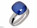 Granatowy pierścionek kwadrat, regulowany, srebro 925, kryształ Swarovski®