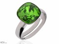 Zielony pierścionek kwadrat, regulowany, srebro 925, kryształ Swarovski®