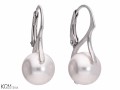 Białe kolczyki angielskie z dużymi perełkami, srebro 925, perełki Swarovski®