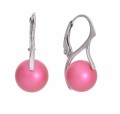 Różowe kolczyki angielskie z dużymi perełkami, srebro 925, perełki Swarovski®