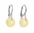 Żółte kolczyki angielskie z dużymi perełkami, srebro 925, perełki Swarovski®