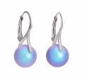 Błękitne opalizujące kolczyki angielskie z dużymi perełkami, srebro 925, perełki Swarovski®