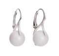 Szare kolczyki angielskie z dużymi perełkami, srebro 925, perełki Swarovski®