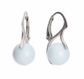 Pastelowe niebieskie kolczyki angielskie z dużymi perełkami, srebro 925, perełki Swarovski®