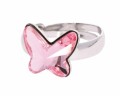 Różowy srebrny pierścionek z motylem, kryształ Swarovski®, srebro 925