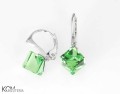 Zielone kolczyki angielskie kostki, srebro 925, kryształy Swarovski® kostka