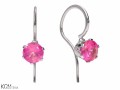 Kolczyki haczyki duże różowe cyrkonie, srebro 925