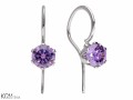 Kolczyki haczyki duże fioletowe cyrkonie, srebro 925