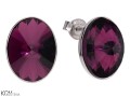 Fioletowe kolczyki sztyfty owale, kryształ Swarovski® owal, srebro 925