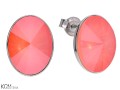 Koralowe kolczyki sztyfty owale, kryształ Swarovski® owal, srebro 925