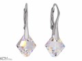 Kolczyki opalizujące koraliki, srebro 925, kryształy Swarovski®