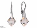 Kolczyki szare koraliki, srebro 925, kryształy Swarovski®