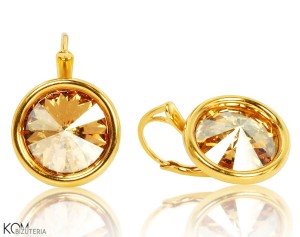 Okrągłe kolczyki angielskie, kryształ Swarovski®, pozłacane srebro 925