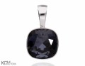 Czarny, kwadratowy wisiorek, srebro 925, kryształ Swarovski®
