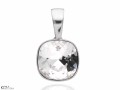 Biały, kwadratowy wisiorek, srebro 925, kryształ Swarovski®