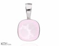 Pastelowo różowy, kwadratowy wisiorek, srebro 925, kryształ Swarovski®