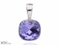 Fioletowy, kwadratowy wisiorek, srebro 925, kryształ Swarovski®