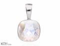 Kremowy błyszczący, kwadratowy wisiorek, srebro 925, kryształ Swarovski®