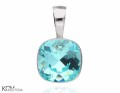 Turkusowy, kwadratowy wisiorek, srebro 925, kryształ Swarovski®
