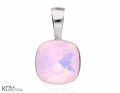 Różowy, kwadratowy wisiorek, srebro 925, kryształ Swarovski®