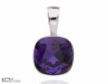Fioletowy, kwadratowy wisiorek, srebro 925, kryształ Swarovski®
