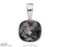 Czarno szary, kwadratowy wisiorek, srebro 925, kryształ Swarovski®