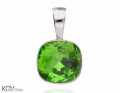 Zielony, kwadratowy wisiorek, srebro 925, kryształ Swarovski®