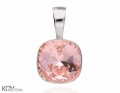 Różowy, kwadratowy wisiorek, srebro 925, kryształ Swarovski®
