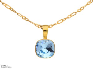 Kryształowy, kwadratowy wisiorek, pozłacane srebro 925, kryształ Swarovski®