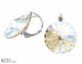 Kremowe, mieniące się, duże kolczyki angielskie okrągłe, srebro 925, kryształy Swarovski® 1,8 cm