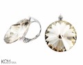 Beżowe duże kolczyki angielskie okrągłe, srebro 925, kryształy Swarovski® 1,8 cm