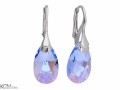 Niebieskie wiszące kolczyki krople, kryształ Swarovski® kropla, srebro 925