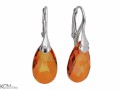 Pomarańczowe  wiszące kolczyki krople, kryształ Swarovski® kropla, srebro 925