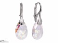 Białe patynowane wiszące kolczyki krople, kryształ Swarovski® kropla, srebro 925