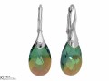 Zielone wiszące kolczyki krople, kryształ Swarovski® kropla, srebro 925