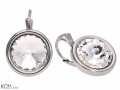 Białe okrągłe kolczyki angielskie, kryształ Swarovski®, srebro 925