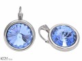 Błękitne okrągłe kolczyki angielskie, kryształ Swarovski®, srebro 925