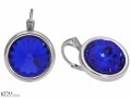 Niebieskie okrągłe kolczyki angielskie, kryształ Swarovski®, srebro 925