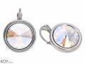 Kremowe błyszczące okrągłe kolczyki angielskie, kryształ Swarovski®, srebro 925