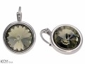 Szare okrągłe kolczyki angielskie, kryształ Swarovski®, srebro 925