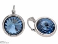 Niebieskie okrągłe kolczyki angielskie, kryształ Swarovski®, srebro 925