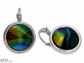 Ciemne czarne okrągłe kolczyki angielskie, kryształ Swarovski®, srebro 925