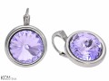 Fioletowe  okrągłe kolczyki angielskie, kryształ Swarovski®, srebro 925