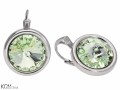 Jasne zielone okrągłe kolczyki angielskie, kryształ Swarovski®, srebro 925