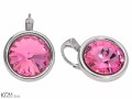 Różowe okrągłe kolczyki angielskie, kryształ Swarovski®, srebro 925