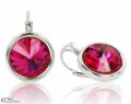 Różowe okrągłe kolczyki angielskie, kryształ Swarovski®, srebro 925